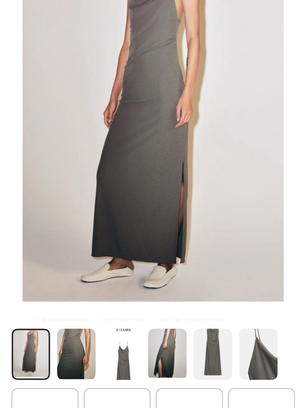 Zara Olive Green Sleeveless Maxi Dress with Side Slit